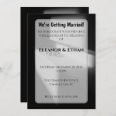モダン ブラック＆ホワイト シャドウ リング 婚約指輪 招待状 (正面/裏面)