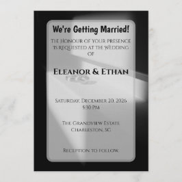 モダン ブラック＆ホワイト シャドウ リング 婚約指輪 招待状