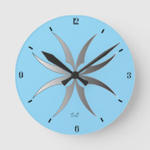 モダン ブラック＆ホワイト ジオメトリック テック ウォール クロック