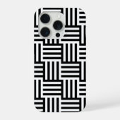 モダン ブラック&ホワイト ジオメトリック iPhone iPhoneケース (裏面)
