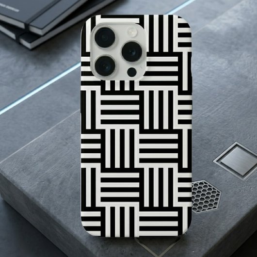 モダン ブラック&ホワイト ジオメトリック iPhone iPhoneケース