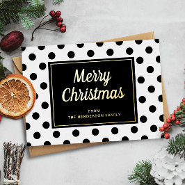 モダン ブラック ホワイト スクリプト クリスマス ゴールド 箔シーズンカード