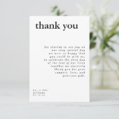 モダン ブラック＆ホワイト タイポグラフィー ウェディング サンクス 招待状 (スタンド正面)