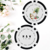 モダン ブラック&ホワイト トロピカル ドリンク バウチャー ウェディング ポーカーチップ
