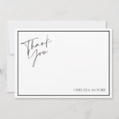 モダン ブラック＆ホワイト ドット フラット サンクス カード (正面)