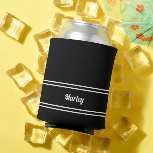 モダン ブラック&ホワイト ネーム ミニマリスト 缶クーラー (インサイチュ 夏)