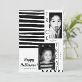 モダン ブラック＆ホワイト ハイコントラスト ハロウィン フォト 招待状 (スタンド正面)