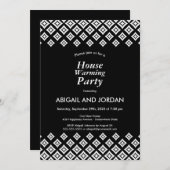 モダン ブラック＆ホワイト ハウスウォーミングパーティー 招待状 (正面/裏面)