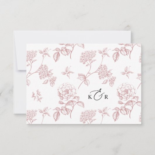 モダン ブラック&ホワイト ピンク 結婚式 RSVP カード (裏面)