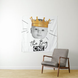 モダン ブラック ホワイト ファースト バースデー フォト タペストリー