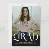 モダン ブラック＆ホワイト フォト 卒業パーティー 招待状 (正面)