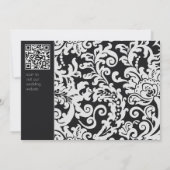 モダン ブラック＆ホワイト フラワーダマスク ウェディング 招待状 (裏面)