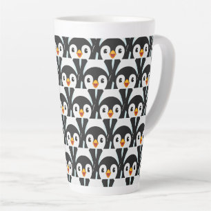 モダン ブラック＆ホワイト ペンギン柄 カフェラテマグ