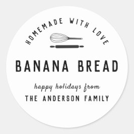 モダン ブラック＆ホワイト ホリデー ベーキング ギフト ラウンドシール