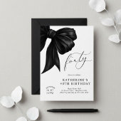 モダン ブラック&ホワイト ボウ 40歳の誕生日 招待状