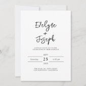 モダン ブラック＆ホワイト ボヘミアンスタイルのオールインワン結婚式 招待状 (正面)