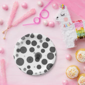 モダン ブラック ホワイト ポルカドット バブル パーティー ペーパープレート (パーティー)