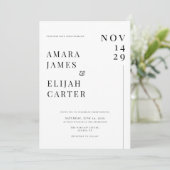 モダン ブラック&ホワイト ミニマル ウェディング 招待状 (スタンド正面)