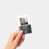 モダン ブラック&ホワイト メタル 社員写真付きIDカード バッジ (手持ち)