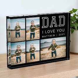 モダン ブラック＆ホワイト メモリアル Dad I Love You フォトブロック