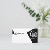 モダン　ブラック＆ホワイト　不動産仲介業者　QRコード　名刺 名刺 (スタンド正面)