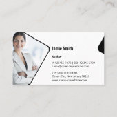 モダン　ブラック＆ホワイト　不動産仲介業者　QRコード　名刺 名刺 (裏面)