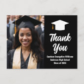 モダン ブラック＆ホワイト 卒業写真 ありがとう ポストカード (正面)