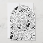 モダン ブラック&ホワイト 水彩 フラワー アーチ 招待状 (裏面)
