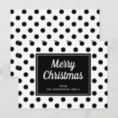 モダン ブラック ホワイト 水玉 メリークリスマス ポストカード (正面/裏面)