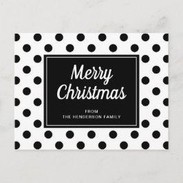 モダン ブラック ホワイト 水玉 メリークリスマス ポストカード