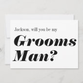 モダン ブラック ホワイト 結婚式にあなたは僕の証人になってくれる？ 招待状 (正面)