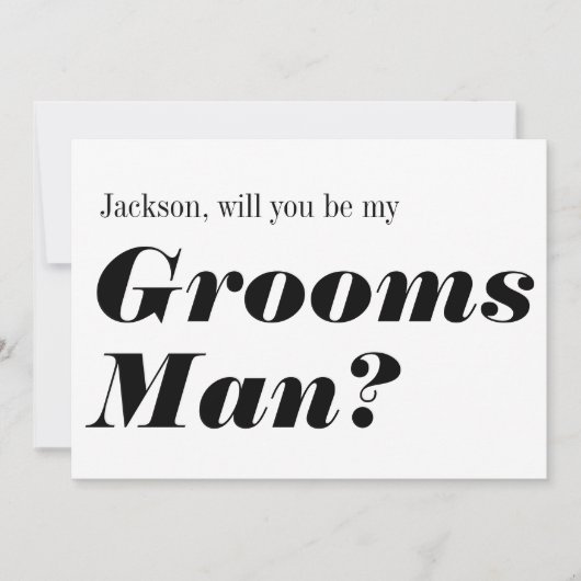 モダン ブラック ホワイト 結婚式にあなたは僕の証人になってくれる？ 招待状 (正面)