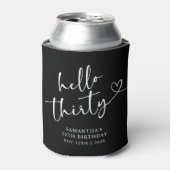 モダン ブラック＆ホワイト Hello 30 バースデー 缶クーラー (缶正面)