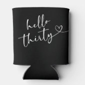 モダン ブラック＆ホワイト Hello 30 バースデー 缶クーラー (裏面)