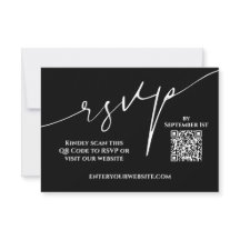 モダン ブラック＆ホワイト QR コード ウェディング RSVP