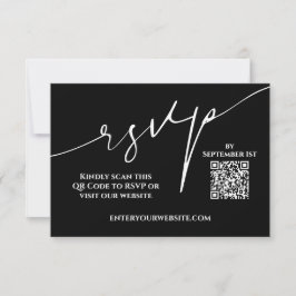 モダン ブラック&ホワイト QR コード ウェディング RSVP