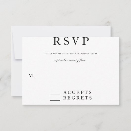 モダン ブラック&ホワイト RSVP (正面)