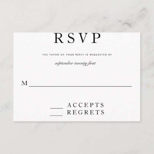 モダン ブラック＆ホワイト RSVP (正面)