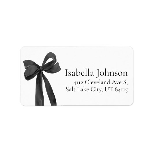 モダン ブラック ボウ コケッテ 返信住所ラベル ラベル (正面)