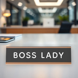 モダン ブラック ボス レディ オフィス デスクネームプレート