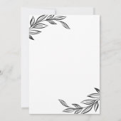 モダン ブラック ボタニカル ウェディング 招待状 (裏面)