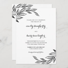 モダン ブラック ボタニカル ウェディング 招待状