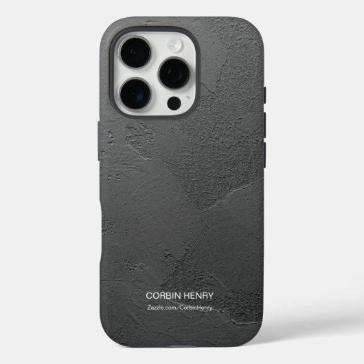 モダン ブラック マット テクスチャー 名前入り Case-Mate iPhoneケース (裏面)