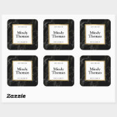 モダン ブラック マーブル フェイク ゴールド フレーム スクエアシール (シート)