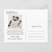 モダン ブラック モノグラム 結婚式 フォト サンクス ポストカード (裏面)