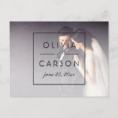 モダン ブラック モノグラム 結婚式 フォト サンクス ポストカード (正面)