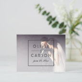 モダン ブラック モノグラム 結婚式 フォト サンクス ポストカード (スタンド正面)