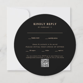 モダン ブラック ラウンド ウェディング QRコード RSVP