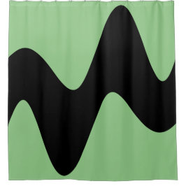 モダン ブラック リバー セージ グリーン シャワーカーテン