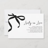 モダン ブラック リボン ラッキー イン ラブ 宝くじチケット サンキューカード (正面)